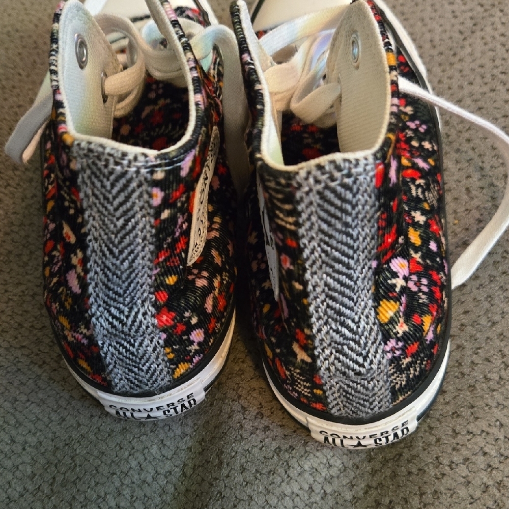 Converse Black Floral High-Top Sneakers - Picture 6 of 8
